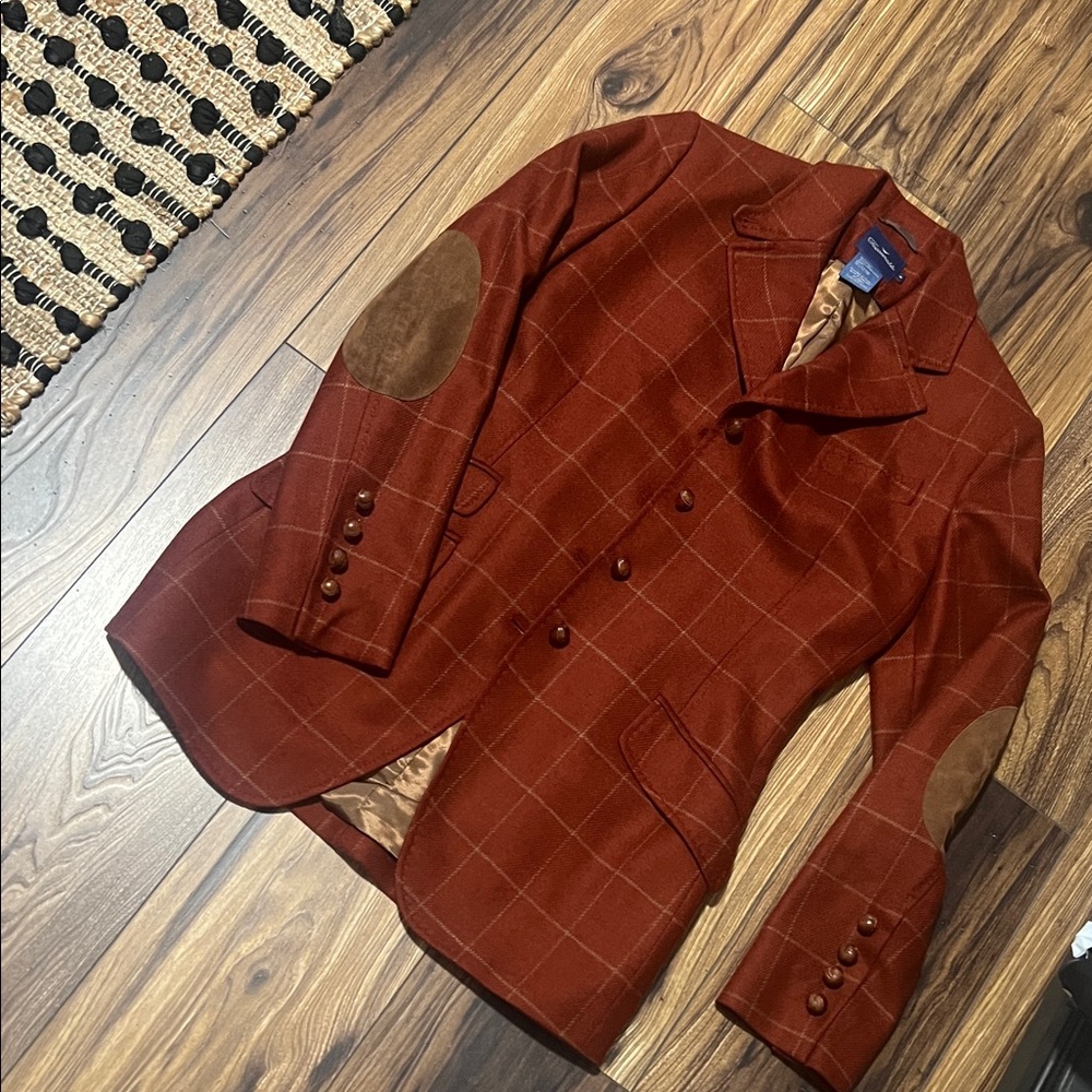 Faconnable Rust Plaid Blazer with Brown Accents